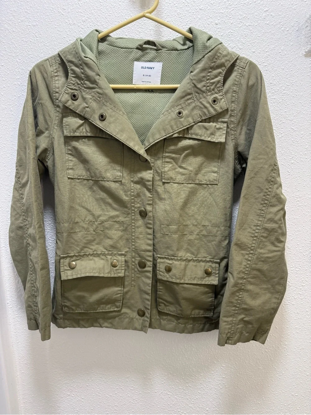 Old Navy Olive Green Hooded Military Utility Jacket Sz XL(14-16)
